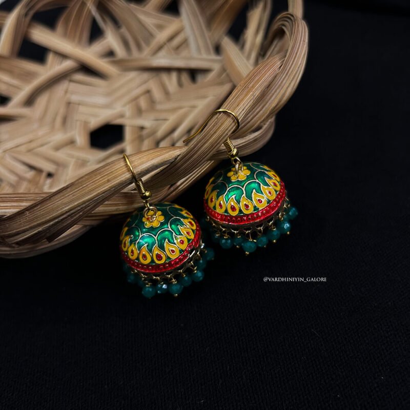 Meenakari Aam jhumkas - Image 2