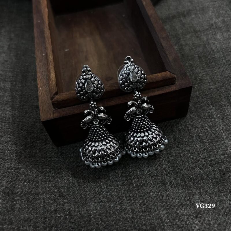 Oxidised Cone Jhumkas