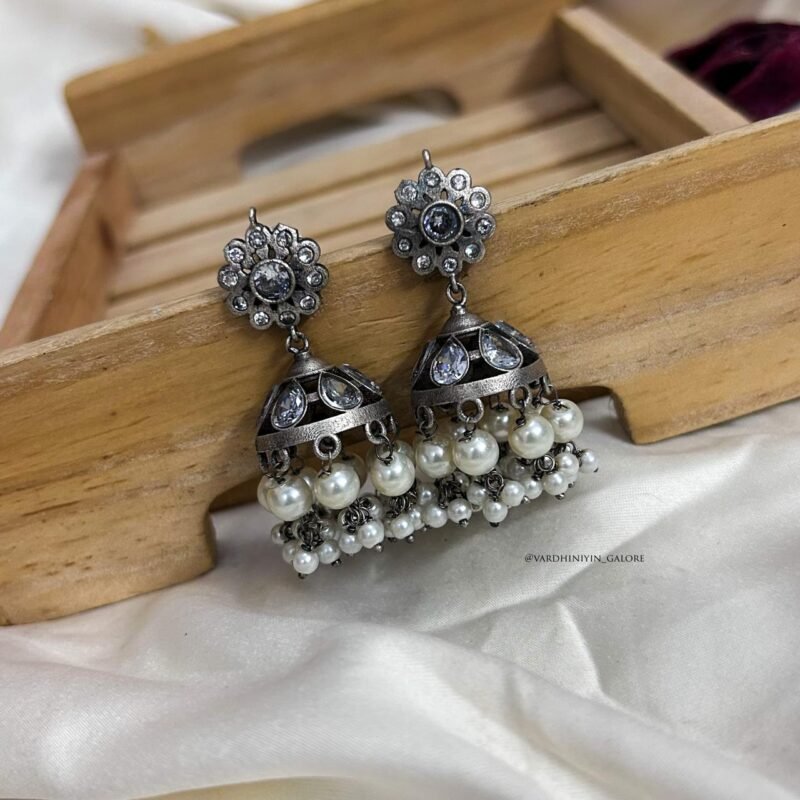 Amara Silverlookalike Jhumkas - Image 2