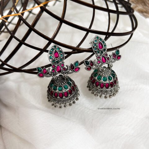 Surabhi - Ruby with Green Jhumkas