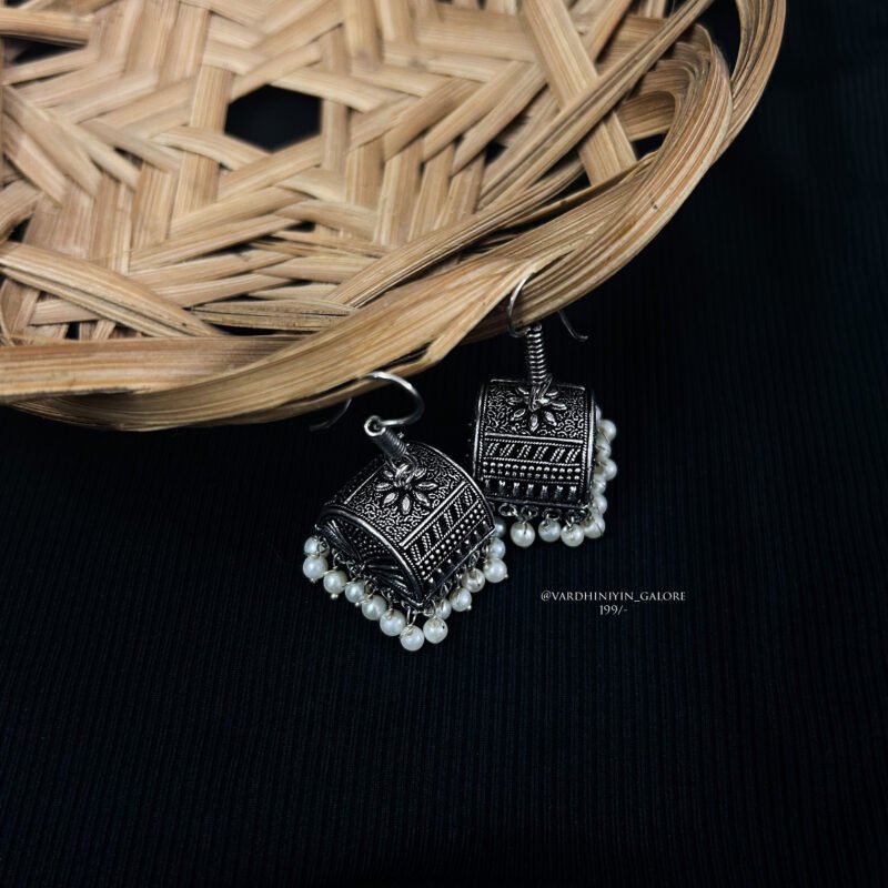 Hook Jhumkas- Silver