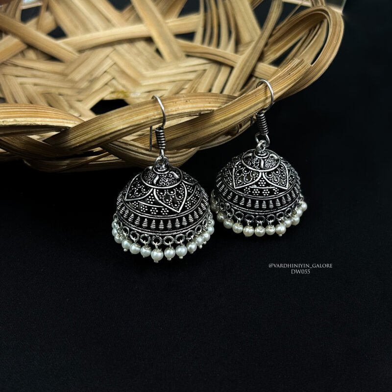 Hook Jhumkas - Silver