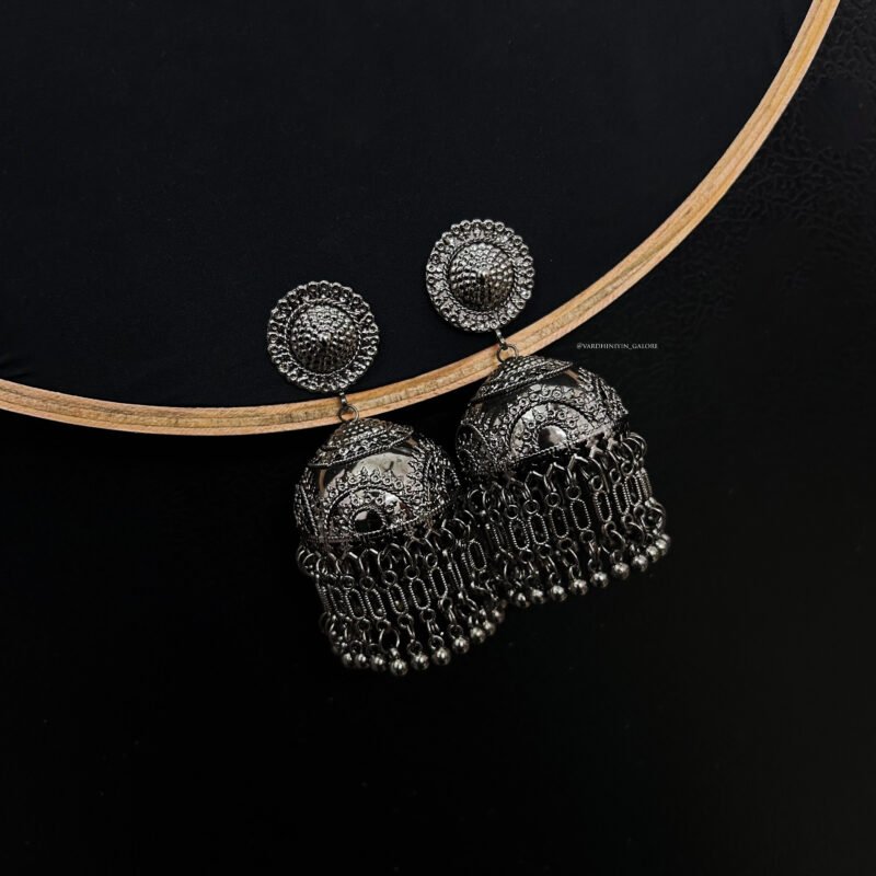 Aurelia Lightweight Blackmetal Jhumkas - Image 2