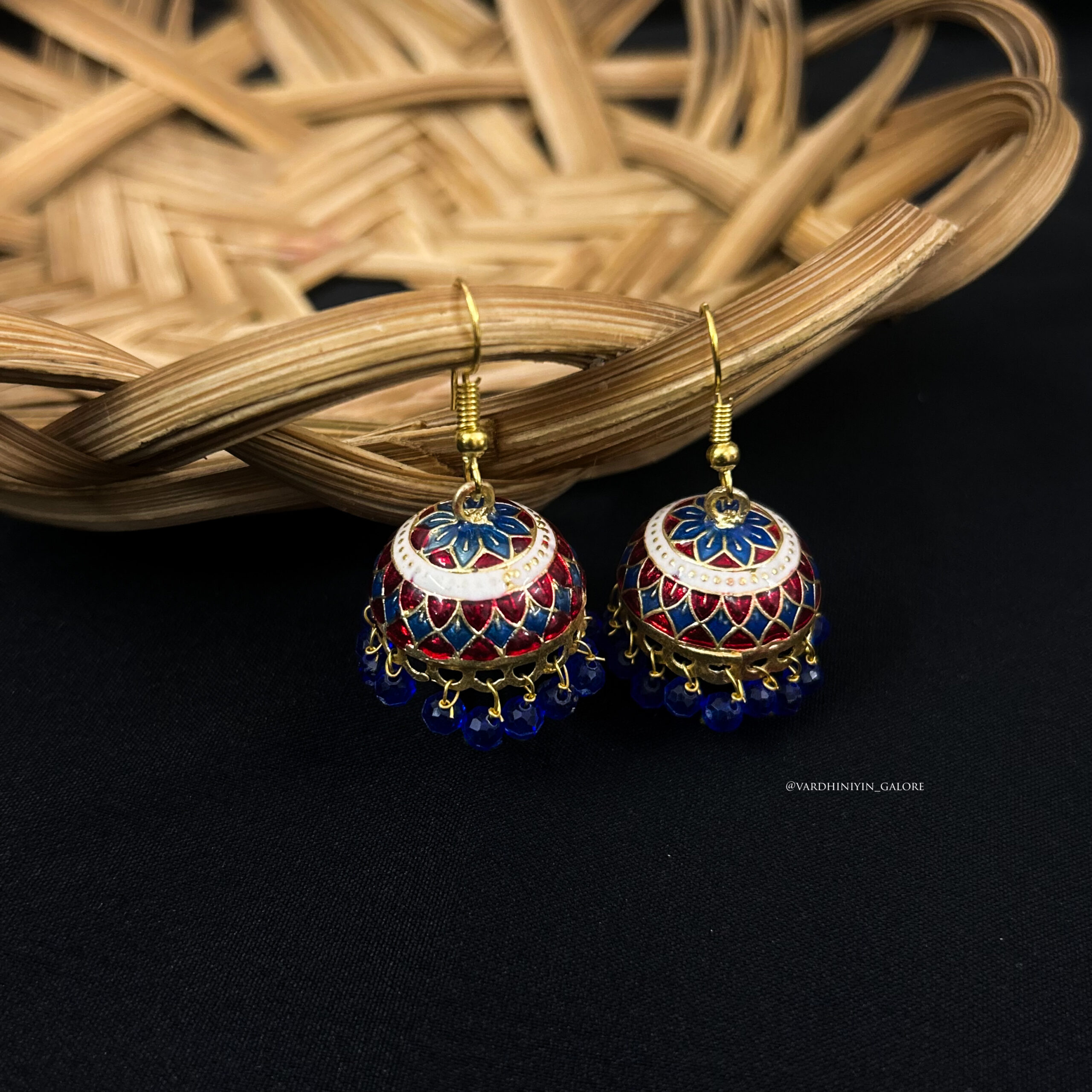 Meenakari Arc Medium Jhumkas - Image 2