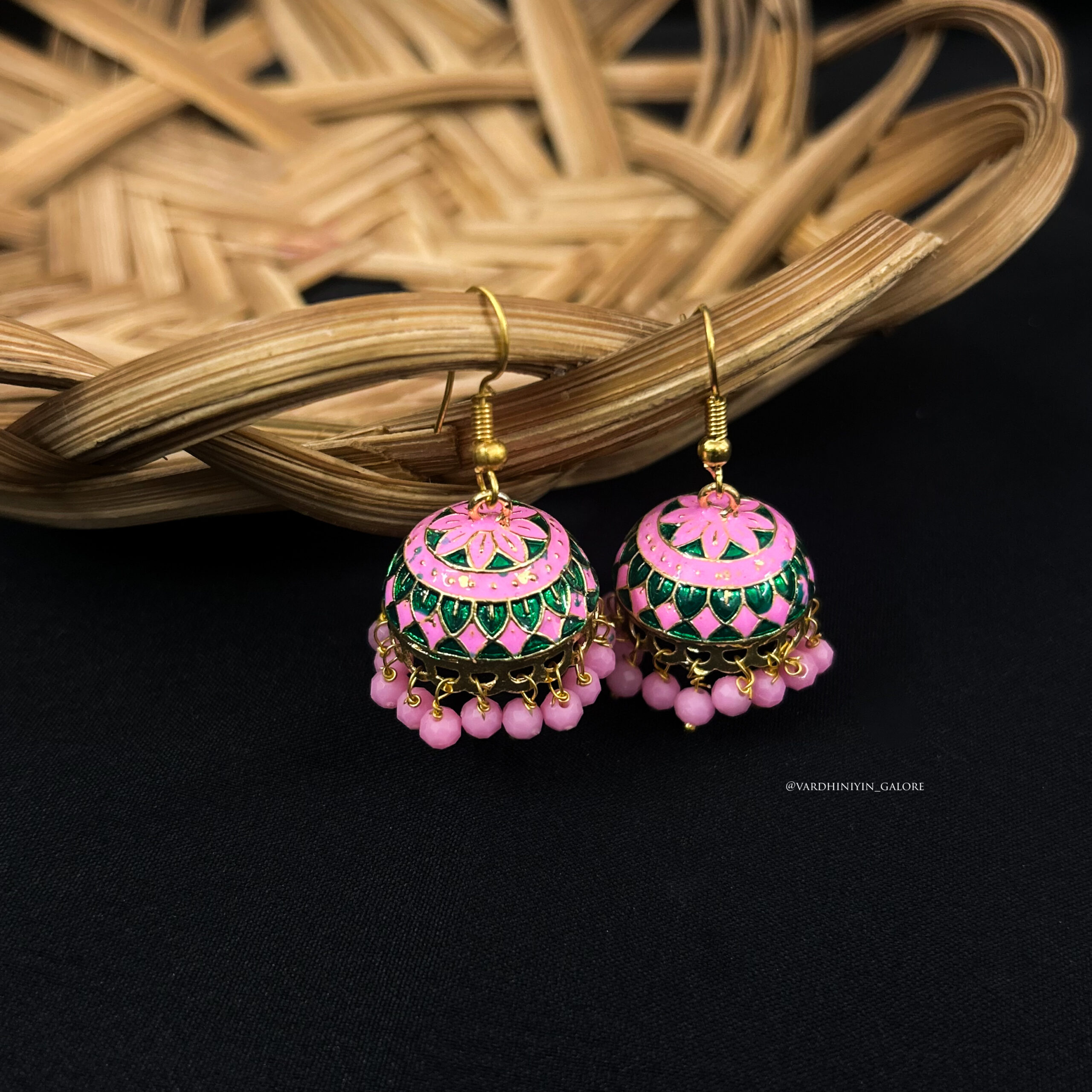 Meenakari Arc Medium Jhumkas - Image 3