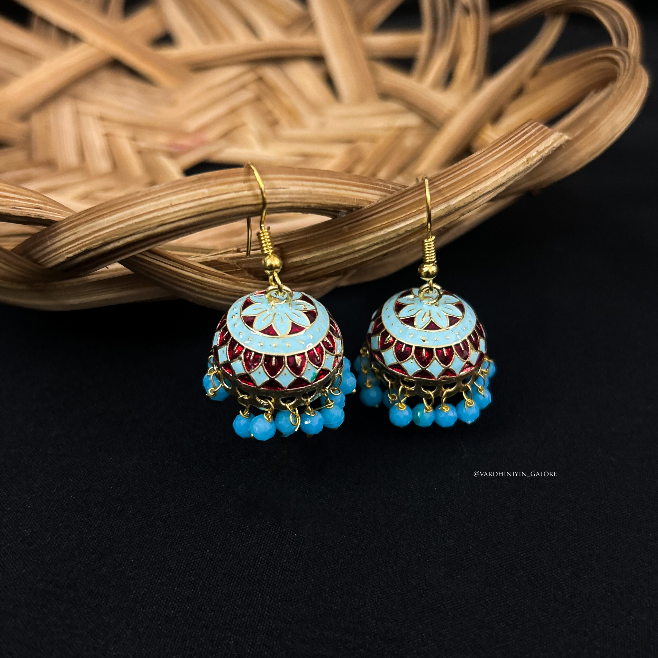 Meenakari Arc Medium Jhumkas - Image 5