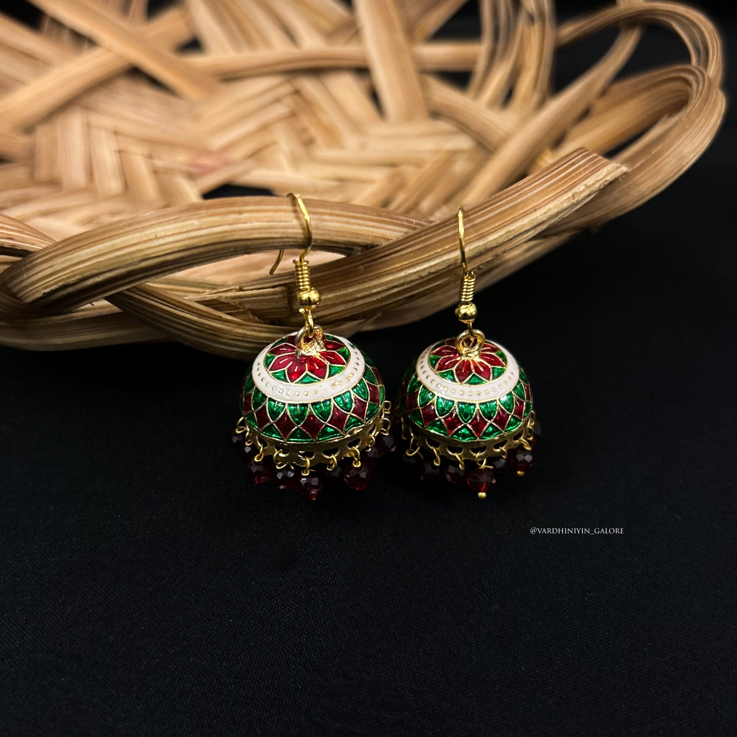 Meenakari Arc Medium Jhumkas - Image 4
