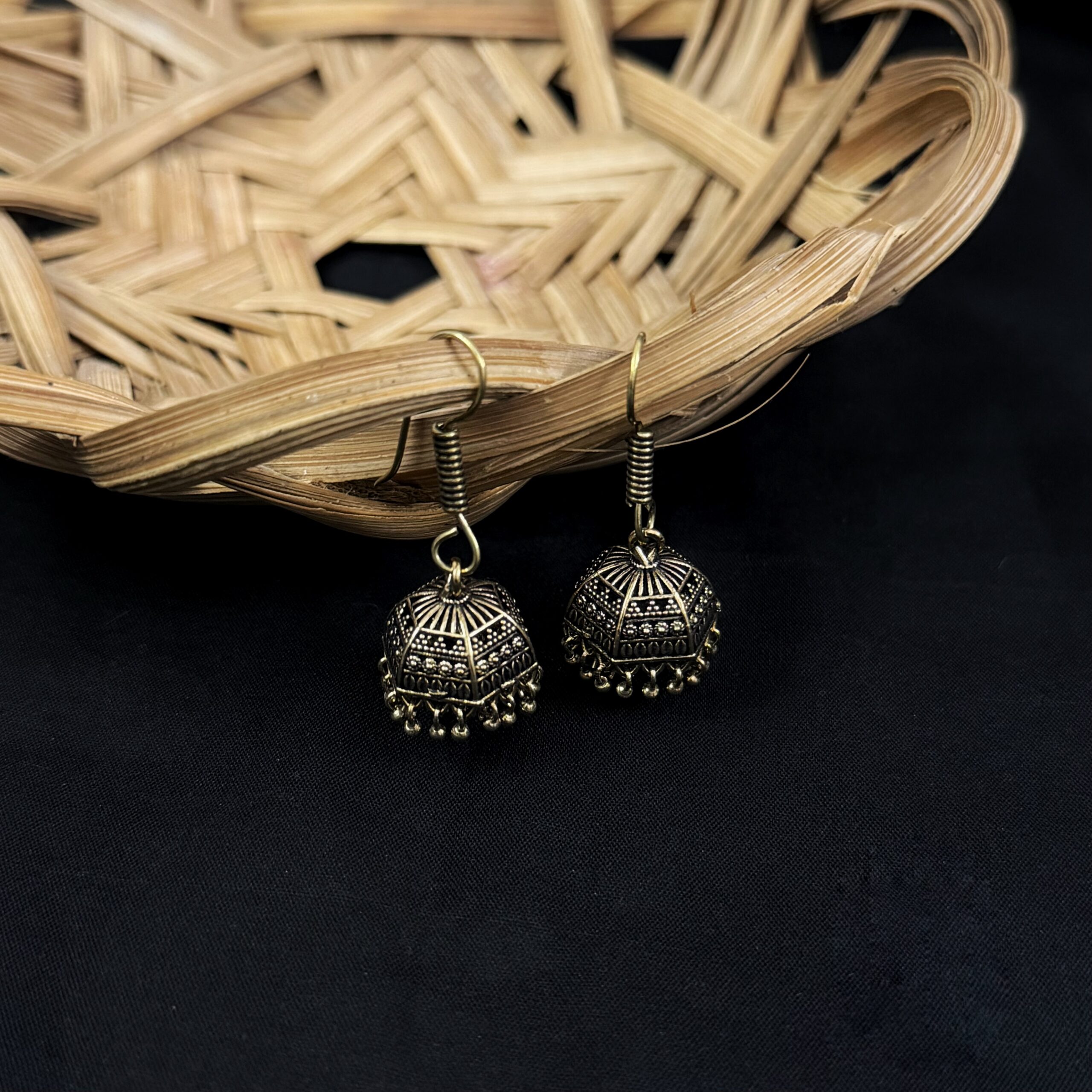 Daily wear Antique Gold Jhumkas-Medium