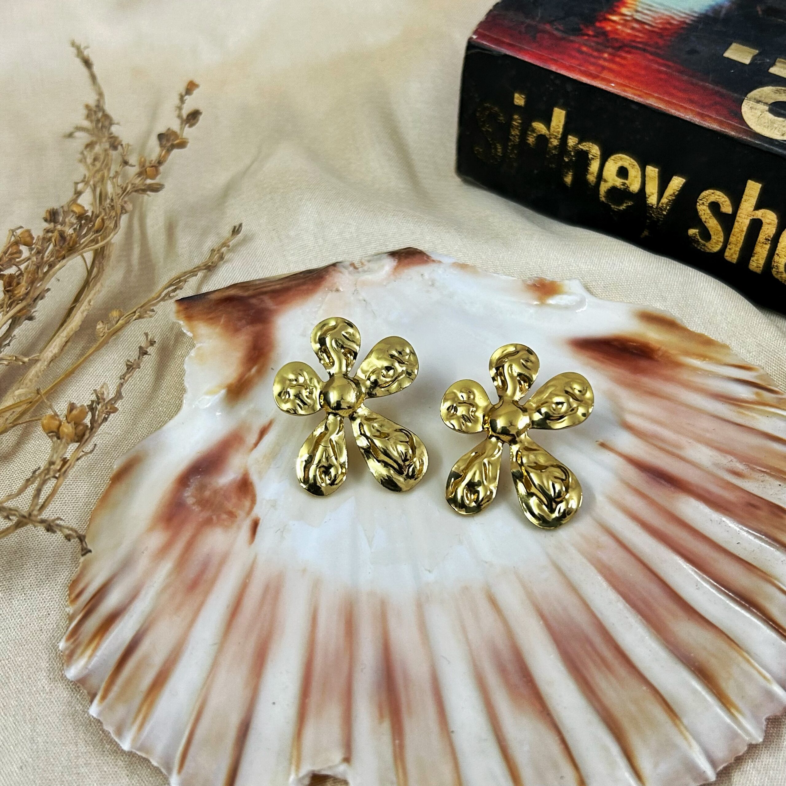 Molten Gold Floral Studs