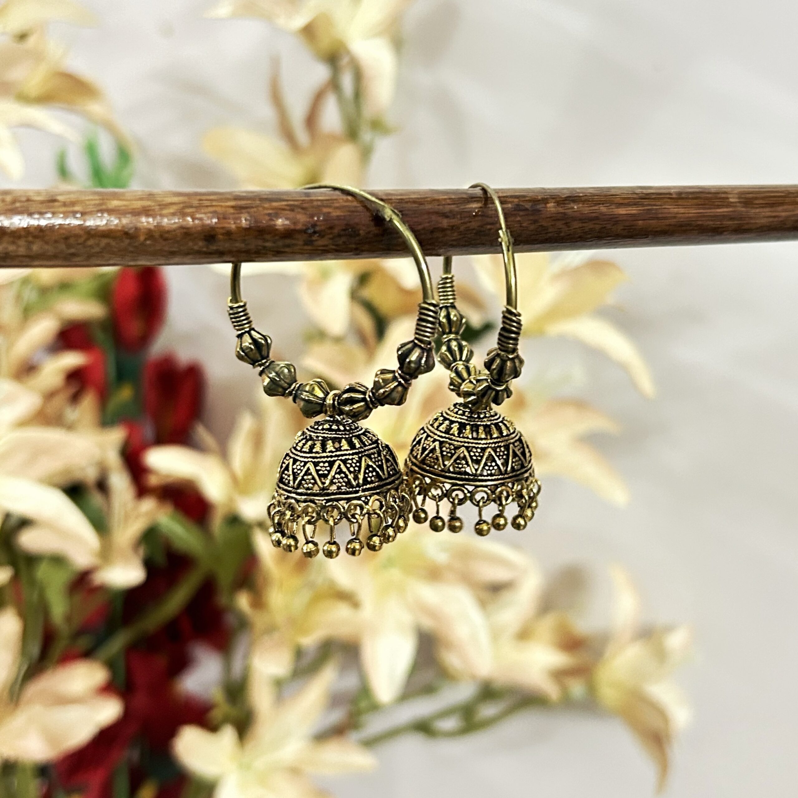 Hoops Antique Gold Jhumkii -M - Image 2