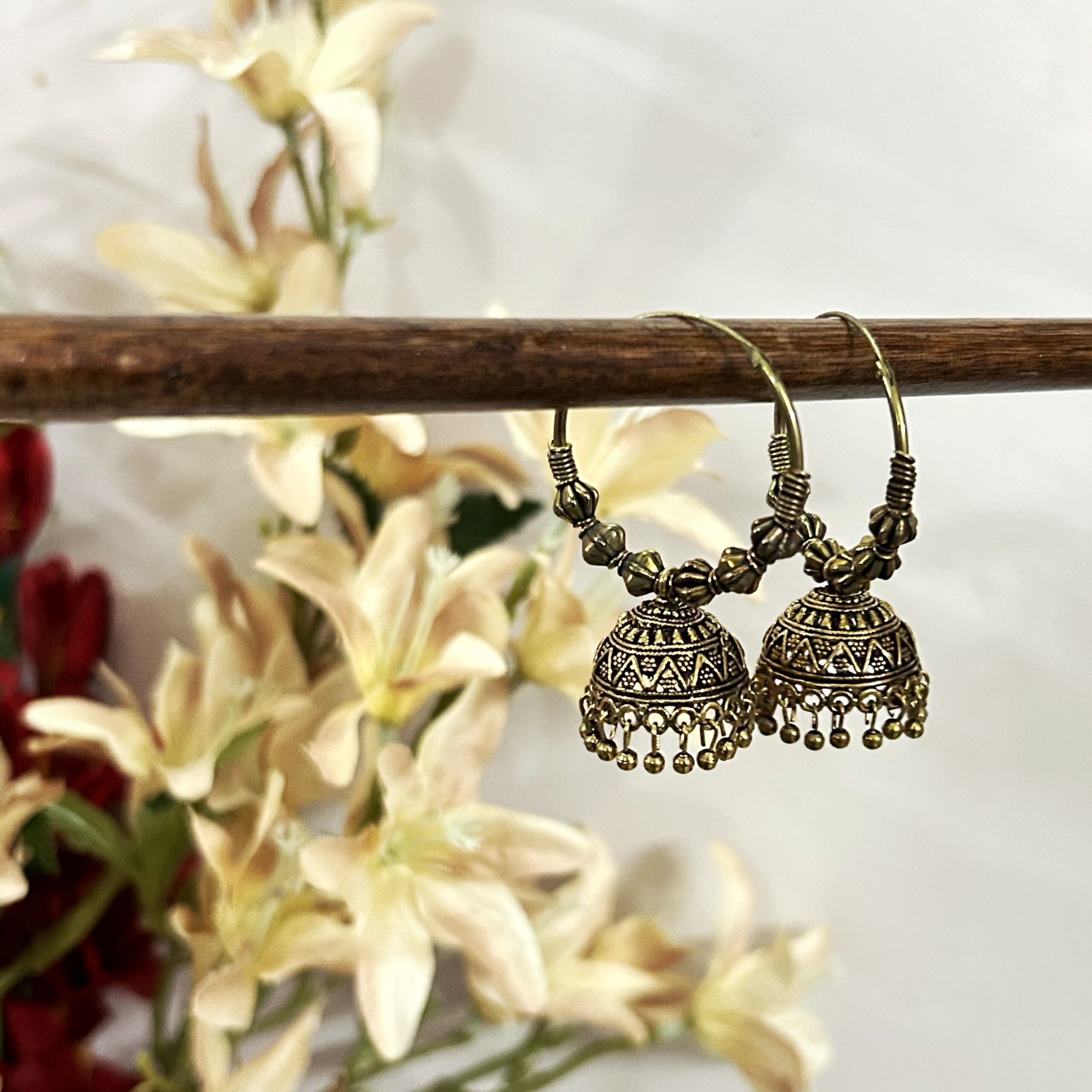 Hoops Antique Gold Jhumkii -M
