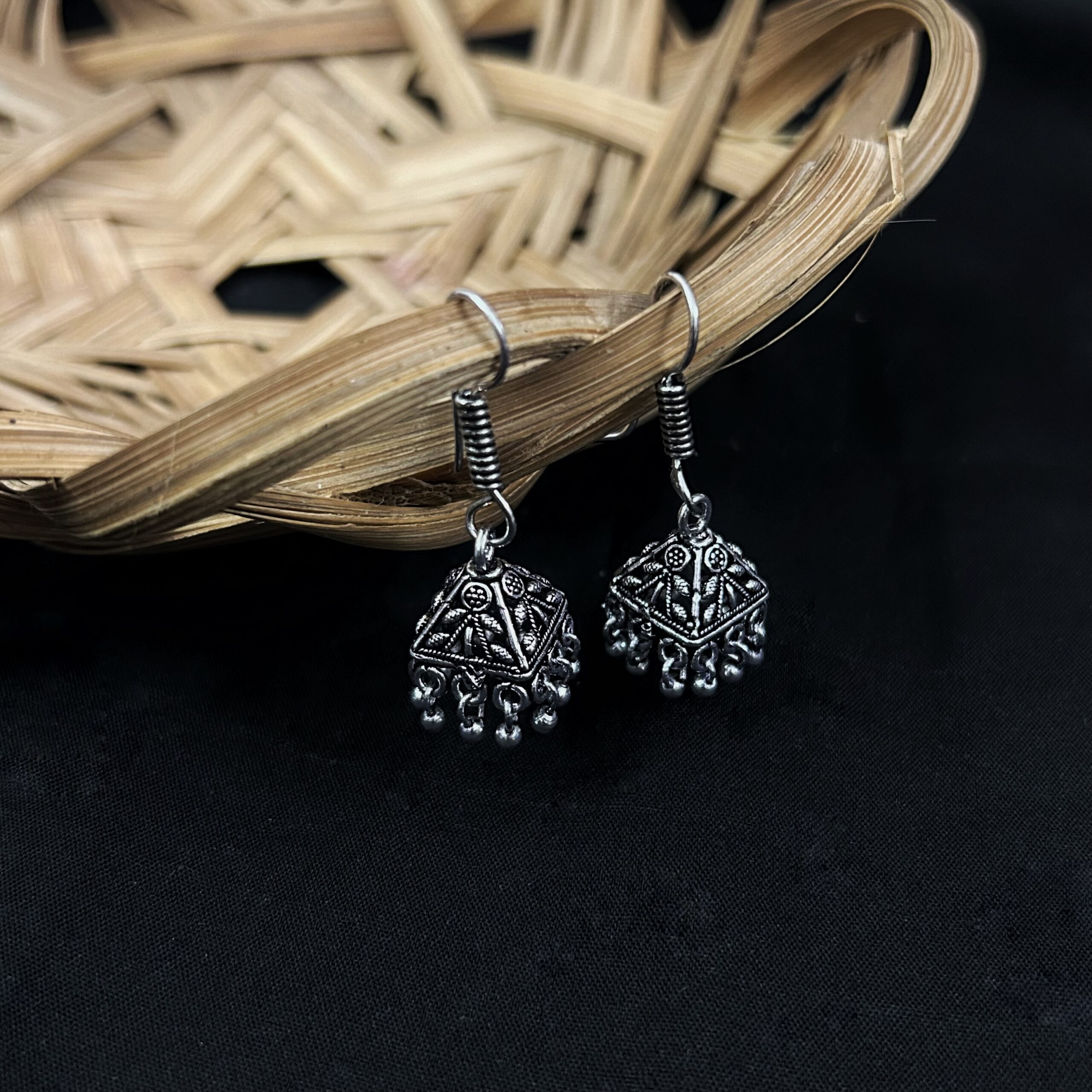 Daily wear Silver Oxy Jhumkas