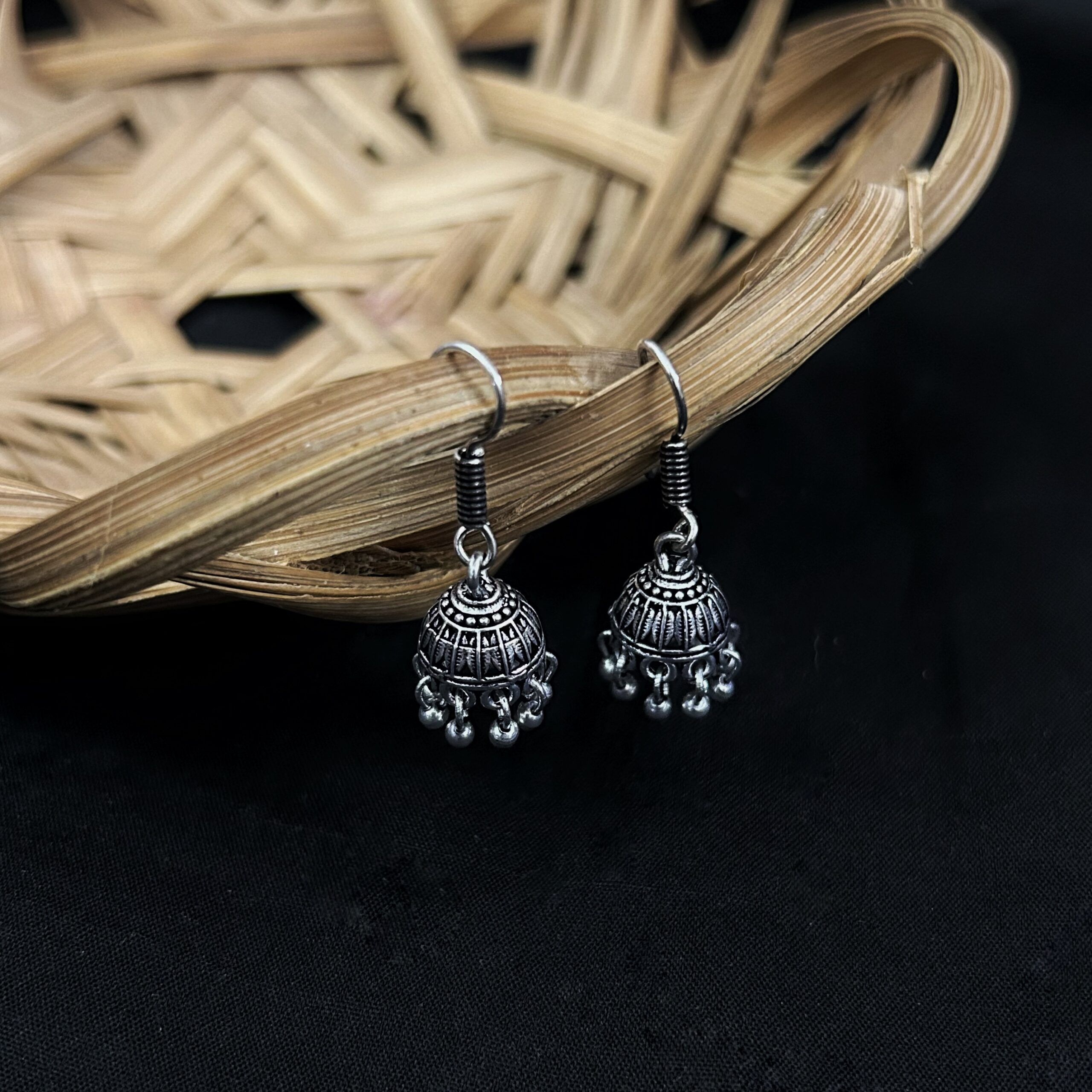 Daily wear Silver Oxy Jhumkas